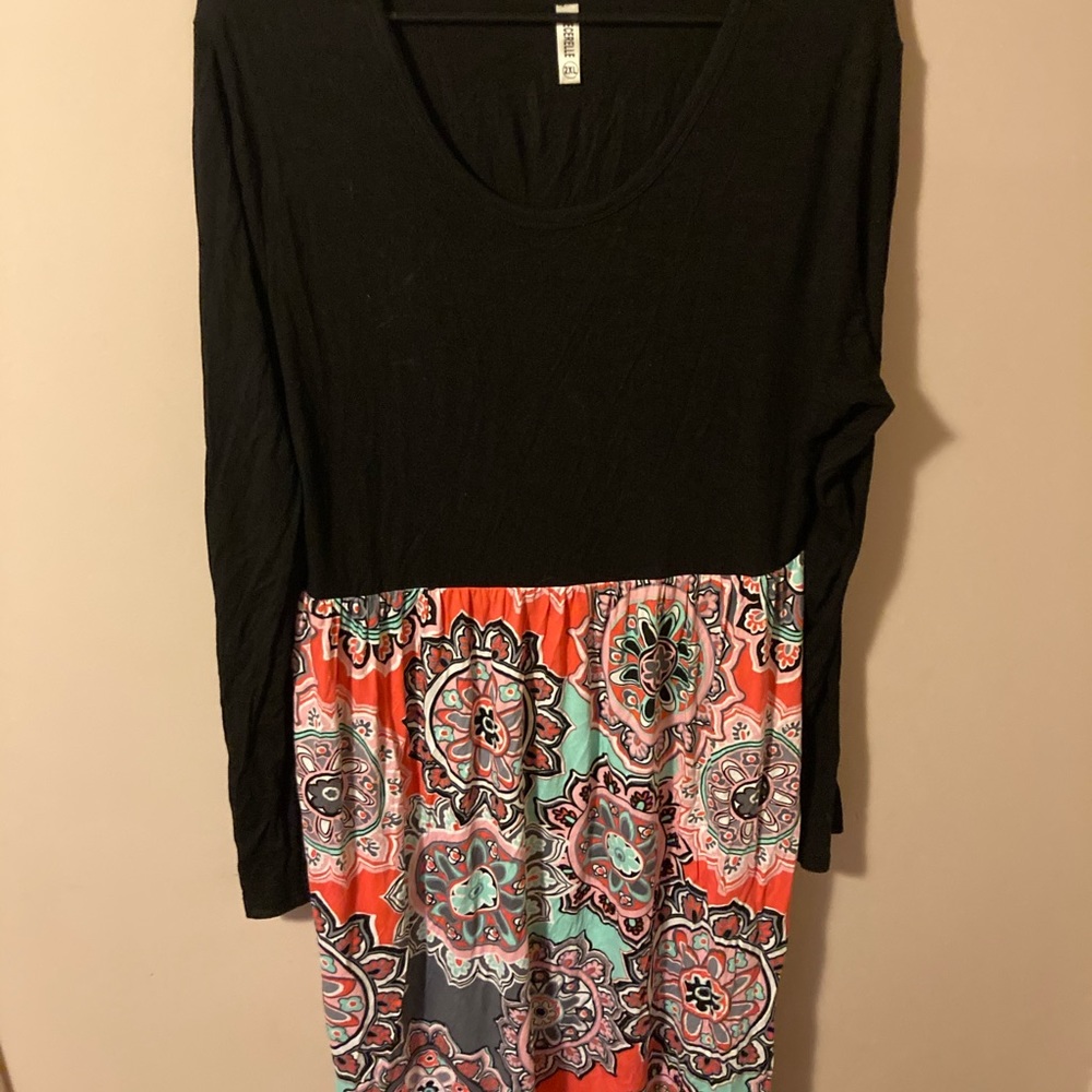 Midi color block paisley Dress w/Pockets!